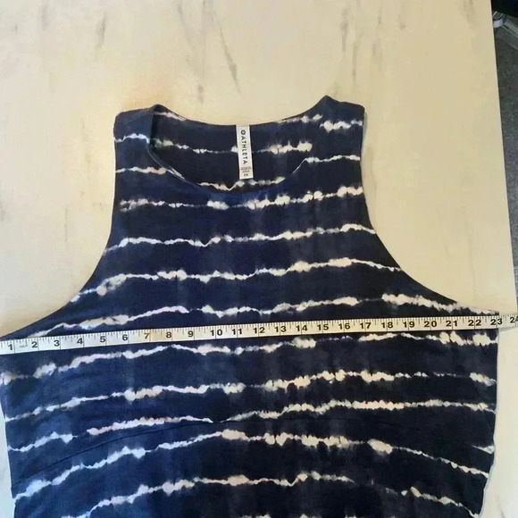 Athleta Santorini Thera Print Dress‎ Tie Dye Blue Stripe Navy Blue Plus Size 2X - Picture 7 of 9